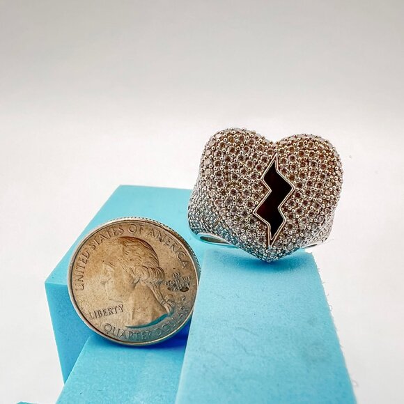 925 Sterling Sliver Moissanite Broken Heart Ring, 2.9ctw VVS Stones Hip Hop Jewe - Picture 9 of 9